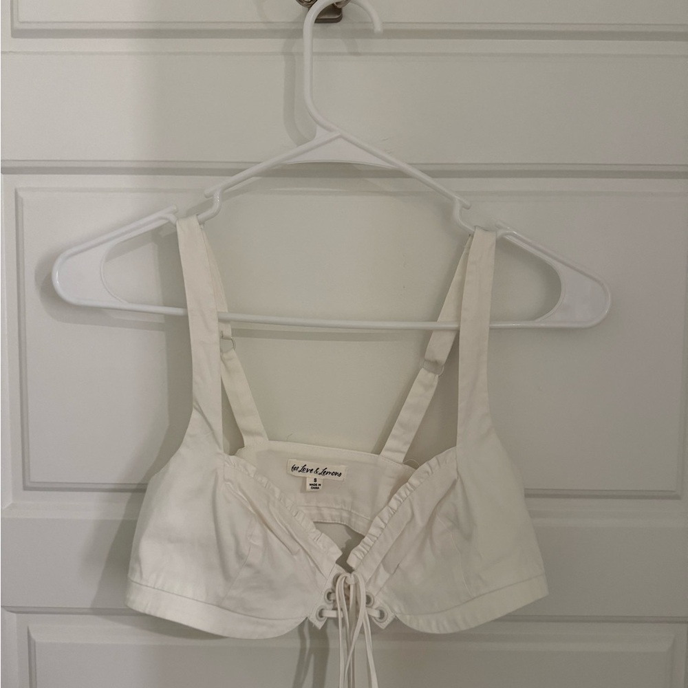 For Love & Lemons white lace-up bra top